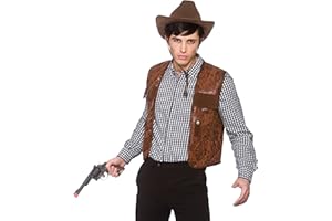 Wicked Costumes Men's Brown Cowboy Waistcoat Fancy Dress Costume - One Size