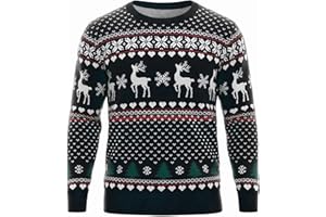 Bresdk Weihnachtspullover Herren Weihnachtspulli Hässlich Ugly Christmas Sweater Rundhals Pullover Langarm Winter