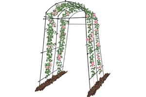 7 Fuß Rosenbogen aus Metall, Kalolary Extra Hohe Garten-Rosenbogen aus Metal Gartentunnelgitter Metall-Kürbisdorne Pflanzenstütze für Kletterreben Gemüsegartenständer Gartenstützstruktur