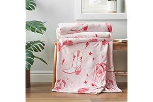 Sassy B Kowbojki przytulny polar 200x240cm oversize koc narzuta różowy