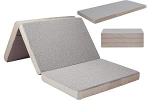 Gwydre Fällbar madrass, 3-delat minnesskum, vikbar madrass, 200 x 90 x 15 cm, enkelsäng, bärbar golvsäng med tvättbart överdrag, vikbar för resor, camping och yoga (200 x 90 x 15 cm)
