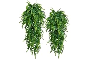 NANQWIN Artificial Plants Fake Plastic Greenery Shrub Bushes UV Resistant Plants Plastic Wheat Grass for Indoor Outdoor Home Garden Decoration (2 PACK A)