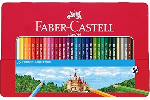 FABER-CASTELL 115886 Färgpenna, Flerfärgad, 36 stycken | Färgpennor med okrossbart stift och ljusa färger för barn och vuxna