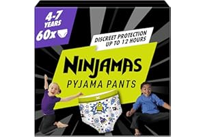 Pampers Ninjamas Pyjama Pants Unisex Spaceships, 4-7 Years, 60 Pyjama Pants, 17kg - 30kg, All-Night Leak Protection