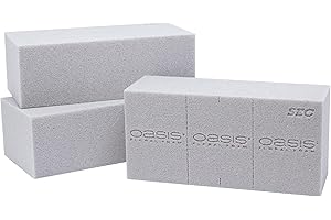 FLOWERBOX 3x OASIS® SEC mousse de piquage pour arrangements de fleurs séchées - 23 x 11 x 7,5 cm - pour mariage, anniversaire, église, en forme de brique