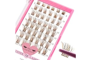 PRO LASHBEAUTY Cils en grappe, 72 pièces de cils individuels, grappe de cils bricolage extension de cils, bande réutilisable(Pumpkin-D-8-16mix)