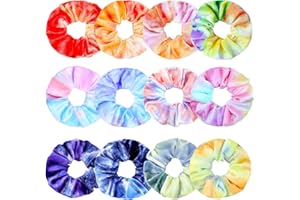 Kavya Gumki do włosów dla dziewcząt Scrunchies aksamitne, gumki do włosów dla kobiet, dla dziewcząt, elastyczne gumki do warkoczy, 12 sztuk, miękkie ozdoby do włosów