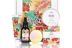 ‎# BFFLOVE Badegeschenk-Set für Frauen, Muttertagsgeschenk, BFF Love 5 Stück Pflegeset, Duft der Rose, Spa-Schönheitsset in Reisegröße, Geburtstagsgeschenk mit Salzpeeling, Bar, Badebomben