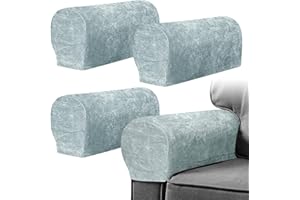 YANCLIFE Armrest Chair Covers, Set of 4 Anti-Slip Stretch Chenille Couch Arm Cover with 20 Twist Nails, Armrest Covers Thickened Arm Caps Slipcovers for Sofa Couch Chair Recliner Protector, Aurora Gray