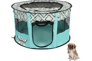 NICOLA Składany kojec dla zwierząt domowych, przenośna klatka dla zwierząt domowych z odpinanym zamkiem błyskawicznym do wewnątrz i na zewnątrz (zielony)