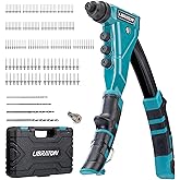 LIBRATON Hand Riveter Heavy Duty Riveter 160 Rivets | Professional Manual Riveter Riveter Gun with 4 HSS Bits 4 Interchangeab