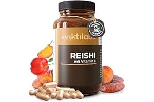 ‎VIKTILABS Viktilabs© - Premium Reishi Kapseln mit Vitamin C – Hochdosiert mit 495 mg Reishi Extrakt je Kapsel | 70-Tage-Vorrat | Laborgeprüft | Entwickelt in Deutschland | Vitalpilz Extrakt ohne Zusätze