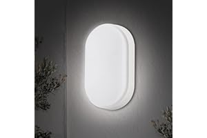 M EGA MEGACUBE 18W LED 4000K IP65 Flush Wall Mounted Oval Bulkhead Light Fitting with White Trim for Indoor, Outdoor, Bath, Office, Hallway, Corridor, Utility, Garden, Shed, Workshop, Patio etc- Improved Version