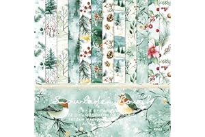 CAVSPKART 24 Sheets Scrapbooking Cardstock Paper Pads,12 Designs Winter Decorative Papers,Card Stock Pad for Scrapbook Supplies,Winter Theme Scrapbook Craft Paper for Card Making,DIY Decor (G Style)