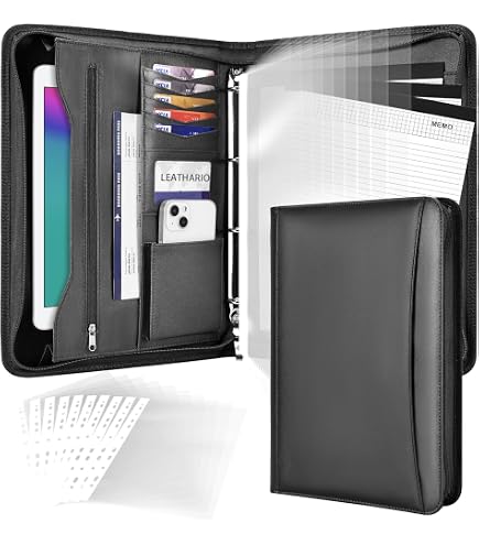 AZORIS PREMIUM Porte-Documents A4 Cuir PU – Double Zip, Compartiment Tablette 11", Dossier Conférence Professionnel Homme Femme