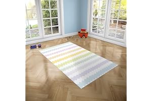 Oedim Alfombra Infantil Rayas de Colores para Habitaciones PVC | 95 x 120 cm |Moqueta PVC | Suelo vinílico | Decoración del Hogar | Suelo Sintasol | Suelo de Protección Infantil |