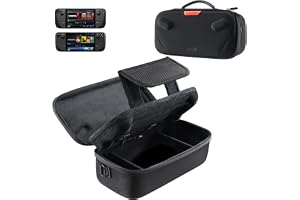 JSAUX Carrying Case for Steam Deck and Steam Deck OLED, Dual Layer | Travel Case with Built In Cable Port, Right Angle USB C Cable Included, Large Capacity, Fits Charger and Accessories