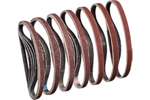 Sruhrak Bande Abrasive 13X457 mm- Grains 5 X 40/60/80/120/180/240/320 Bande de Ponceuse pour le Ponçage, le Polissage et le Dépoussiérage, Idéale pour le Bois (35 Pièces)