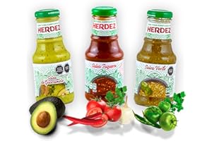 ‎MEXHAUS HERDEZ Soßen Set - Salsa Verde, Salsa Guacamole und Taquera je 240 g - Grüne Soße, Guacamole und Tomatensoße Probierset (Pack von 3)