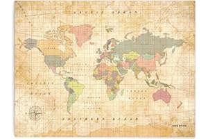 Miss Wood Woody Watercolor Old School L Mappa in Legno di Sughero, 90 x 60 cm, Multicolore, 60x45x0.4 cm