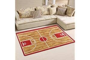 Naanle Basketball Court Non Slip Area Rug for Living Dinning Room Bedroom Kitchen, 50 x 80 cm(1.7' x 2.6' ft), Sport Nursery Rug Floor Carpet Yoga Mat
