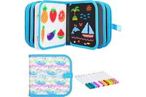 Tarnel Juegos de Pintura para Niños, Libro Pizarra Infantil, Reutilizabletabla Doodle infantil, juguetes niños 2 3 4 5 6 años con 12 Plumas de Colores 14 Página (ballena)