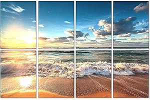 BUBOS 8 Stück Kunst Akustikpaneele,120x80x0,9cm Schalldämmung Akustikplatten,Hochdichte Schallabsorber Wand,Schallschutz Wand für Tonstudio,Podcasts,Büros,Home（Strand）