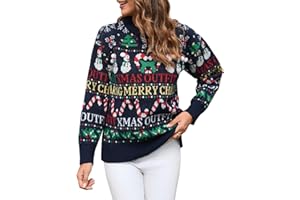IFFEI Sweter bożonarodzeniowy damski klasyczny Ugly Christmas Sweater Novelty, okrągły dekolt, sweter z dzianiny na Boże Narodzenie