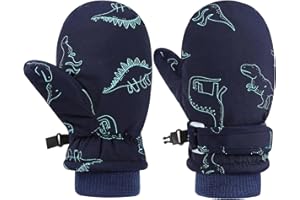 QKURT Skihandschuhe für Kinder, wasserdichte Schneehandschuhe, Niedliche Cartoon-Handschuhe, Winddichte Fäustlinge, Warme Fäustlinge für Jungen und Mädchen im Alter von 0–8 Jahren