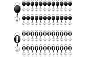 xinfedi 50 Packs Heave Duty Badge Reels Retractable with Carabiner Belt Clip and Key Ring, Badge Holders for ID Card Name Keychain(Black, 26.5 Inch Pull Cord)