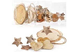 COM-FOUR® Dekoracje swiateczne - drewniane krazki i kora drzewa do rekodziela - swiateczne dekoracje rozproszone - zestaw do rekodziela (6x worki: drewno + kora)