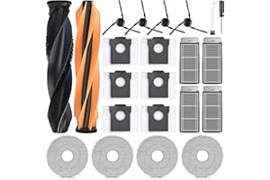 ‎NIXOOT 22 Stück Zubehör für Dreame X50 Ultra/L40s Pro Ultra/L50 Pro Ultra/Mova V50 Ultra/X50 Master/Matrix10 Ultra Saugroboter, 2Hauptbürste 4Wischtücher 4Filter 6Staubbeutel 4Seitenbürsten 1Reinigungsbürste