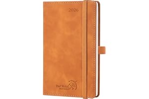 ‎POPRUN POPRUN Taschenkalender 2026 Klein Softcover mit PU-Leder, ca. A6 (16 x 10,5 cm) - Kalender 2026 Buchkalender Notizbuch (Jan.2026-Dez.2026) mit 100 GSM Papier - Braun