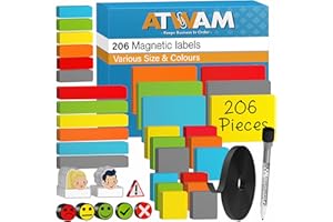 ATWAM - 206 Writeable Magnets & Accessories Mega Set - SCRUM & KANBAN - Magnetic Strip Writeable - For Whiteboard, Magnetic Board, Magnetic Wall & Fridge