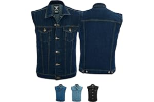 ‎BULLDT BULLDT Herren Motorradweste Jeansweste Motorrad Kutte Denimweste Bikerweste - Stylische Biker Trucker Weste mit Kragen – Vintage & Klassischer Lifestyle aus 100 % Baumwolle