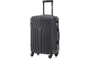 R.Leone Valigia EasyJet 45x36x20 cm Trolley Bagaglio a mano in ABS 4 Ruote 9001 (Nero, XS Bagaglio Low cost)