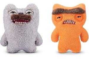 Fuggler Hairy Fuggs 1-serie 23 cm från ZURU plyschdjur, roliga fula monster, 2 st, (Old Tooth - Mustasch - Grå och Munch Munch - Mono