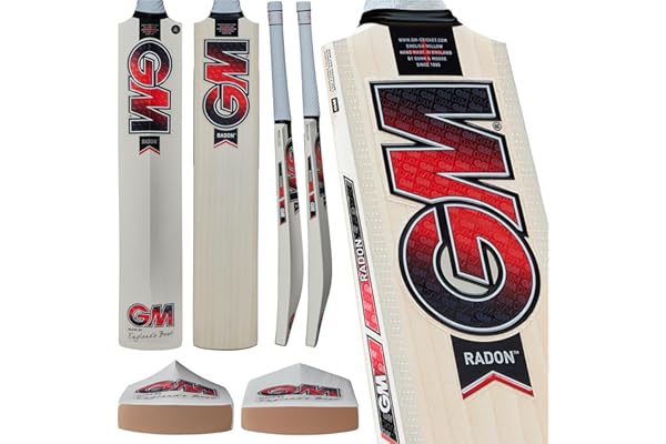 Gunn & Moore GM Batte de Cricket | Radon | Saule Anglais Prime | DXM, ToeTek | Disponible en Tailles 1 à Pleine Taille