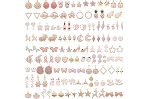 Julie Wang 60PCS Enamel Paint Metal Charms Handmade Earrings Bracelets Necklaces Jewellery Making Pendants DIY Arts Projects Accessories