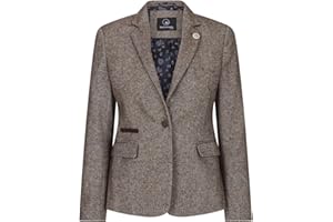 TruClothing Blazer pour Femme en Tweed à Chevrons et Carreaux Laine mélangée Style Chic Tendance Vintage années 20