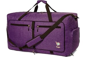 bago Holdall Bags for Men & Women - 80L Spacious Holdall Bag with Shoe Compartment - Save Time & Travel The World in Style & Convenience - Durable, Lightweight & Foldable Duffle Bag (SnowDepPurple)