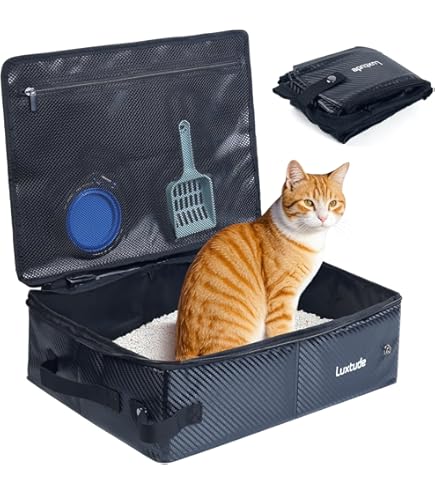 HiCaptain Draagbare reiskattenbak, opvouwbare kattenbak met HiCaptain Draagbare reiskattenbak, opvouwbare kattenbak met