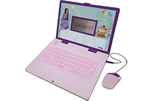 Lexibook, Disney Wish, Educational and Bilingual Laptop in English/French, Toy for children with 124 activities to learn, play games and music, Purple, JC598WIi1
