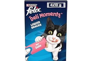 FELIX | Deli Moments™ | Chat |Savoureuses friandises liquides pour Chat et Chaton | Au Saumon| Sachets| Portion Individuelle |4x10g