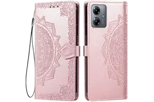 HONLEN Custodia per Motorola Moto G14 Cover, (6.5" Inches) Premium PU Pelle Wallet Magnetica Flip Case con Stampata Mandala, 3 Slot Schede, Stand Cover