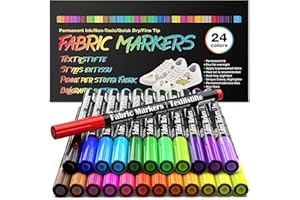 ‎APOGO APOGO 24 Textilstifte Waschmaschinenfest, Textilmalstifte, Textilfarbe Stoffmalfarben Waschfest Stoffmalstifte Textilmarker für T shirt, Stoffbeutel zum Bemalen Hut Stoff Basteln Stifte