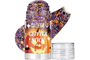 Prreal Halloween body glitterpinne, gnistrande hår ansikte glitter makeup | Halloween outfit tillbehör, orange lila svart glitter ansikte färg stick för flickor kvinnor halloween makeup 30 ml, #12