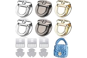 Fizdoqg Fermeture Serrure pour Sac 6 Pièces Serrure pour Sac Métal Fermeture de Sac Fermeture à Rotatif pour Sacs à Main pour Cuir Sac Portefeuille Portefeuille DIY 3 Couleurs