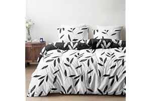 Dreamzie Funda Nordica Cama 135 – Funda Nordica 155x220cm, Fundas de Almohada 80x80cm (x2) – Microfibra 100% – Certificado Oeko Tex – Estampado Floral Blanco y Negro