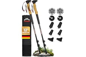 ‎ALPENWERT ALPENWERT Wanderstöcke [Carbon oder Aluminium] Walking Stöcke für Damen und Herren - Teleskop Trekkingstöcke mit Korkgriff zum Wandern, Nordic Walking und Skitouren